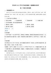 2022甘孜州高二下学期学业质量统一监测期末统考地理（文科）试题含解析