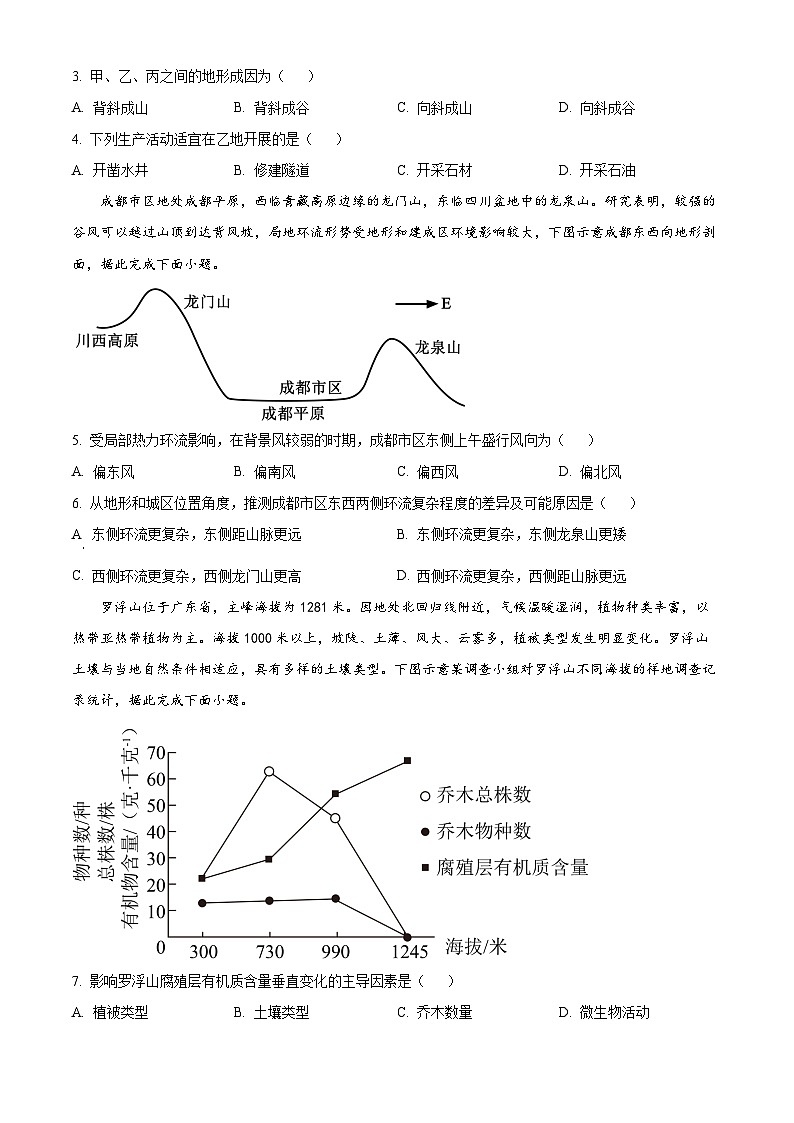 2023湖南省多校联考高二下学期3月月考地理试卷含解析02