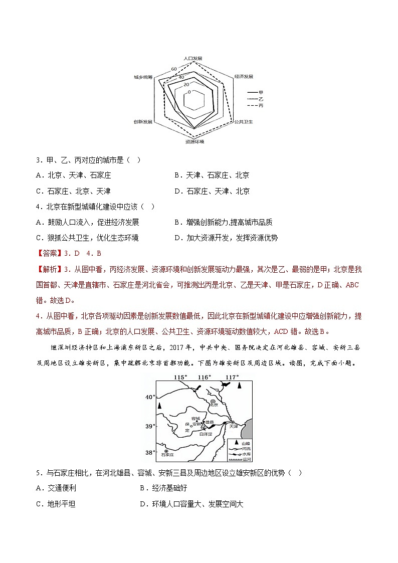 4.1京津冀协同发展的地理背景课件+分层作业02