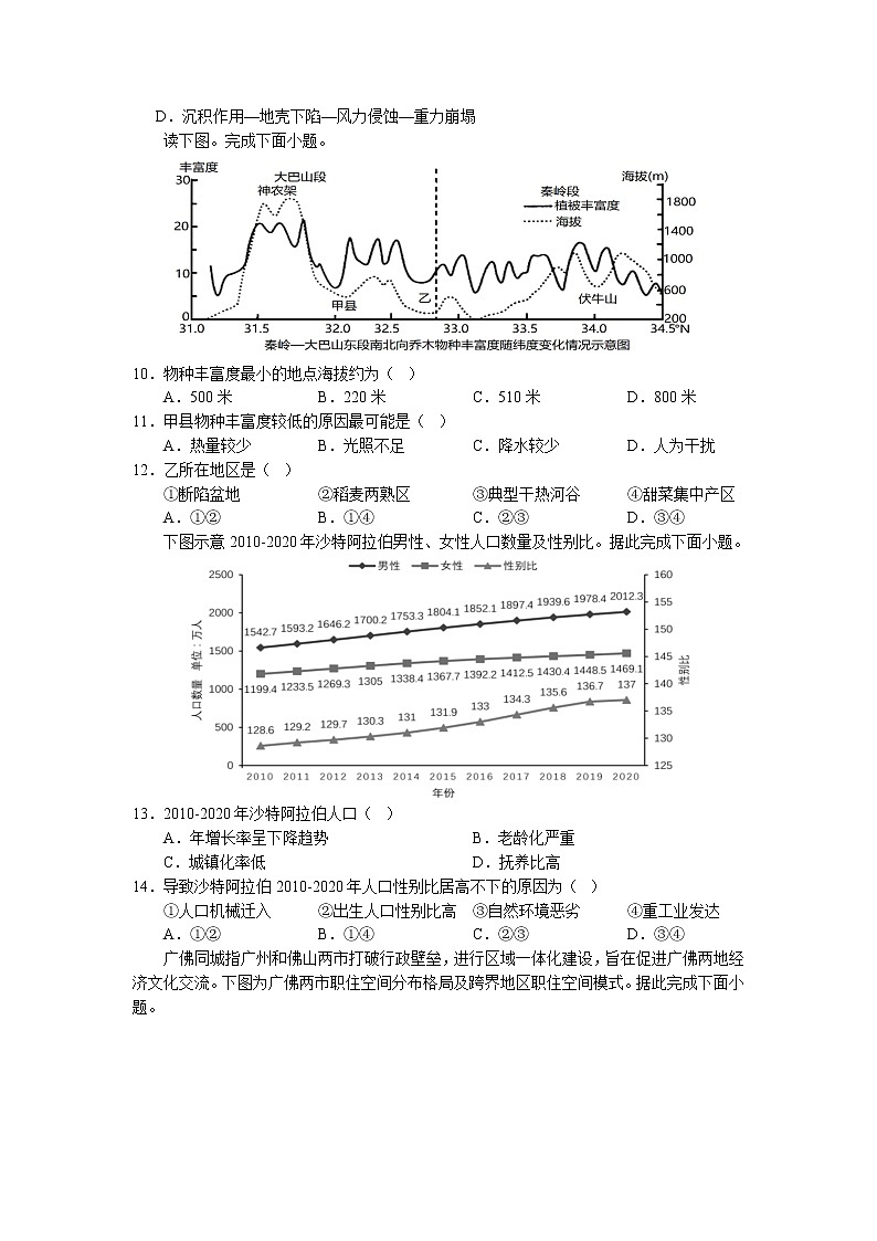 江苏省南京师范大学附属中学2022-2023学年高三一模适应性考试 地理 Word版含解析03