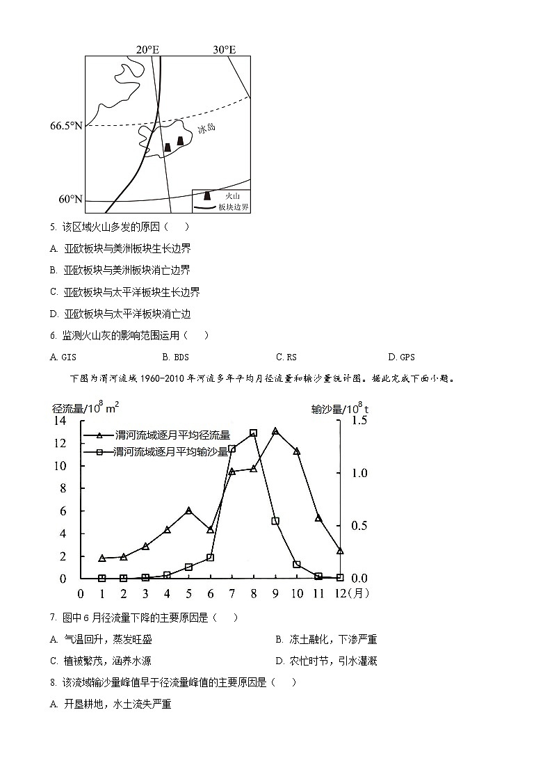 2023杭州学军中学高二下学期3月月考地理试题含解析02