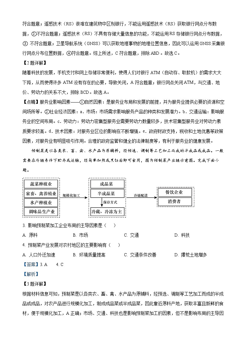 2023杭州高三下学期教学质量检测（二模）地理含解析02