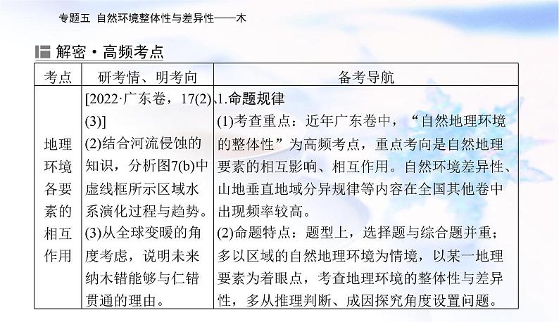 2023届高考地理二轮复习专题五自然环境整体性与差异性——木课件03