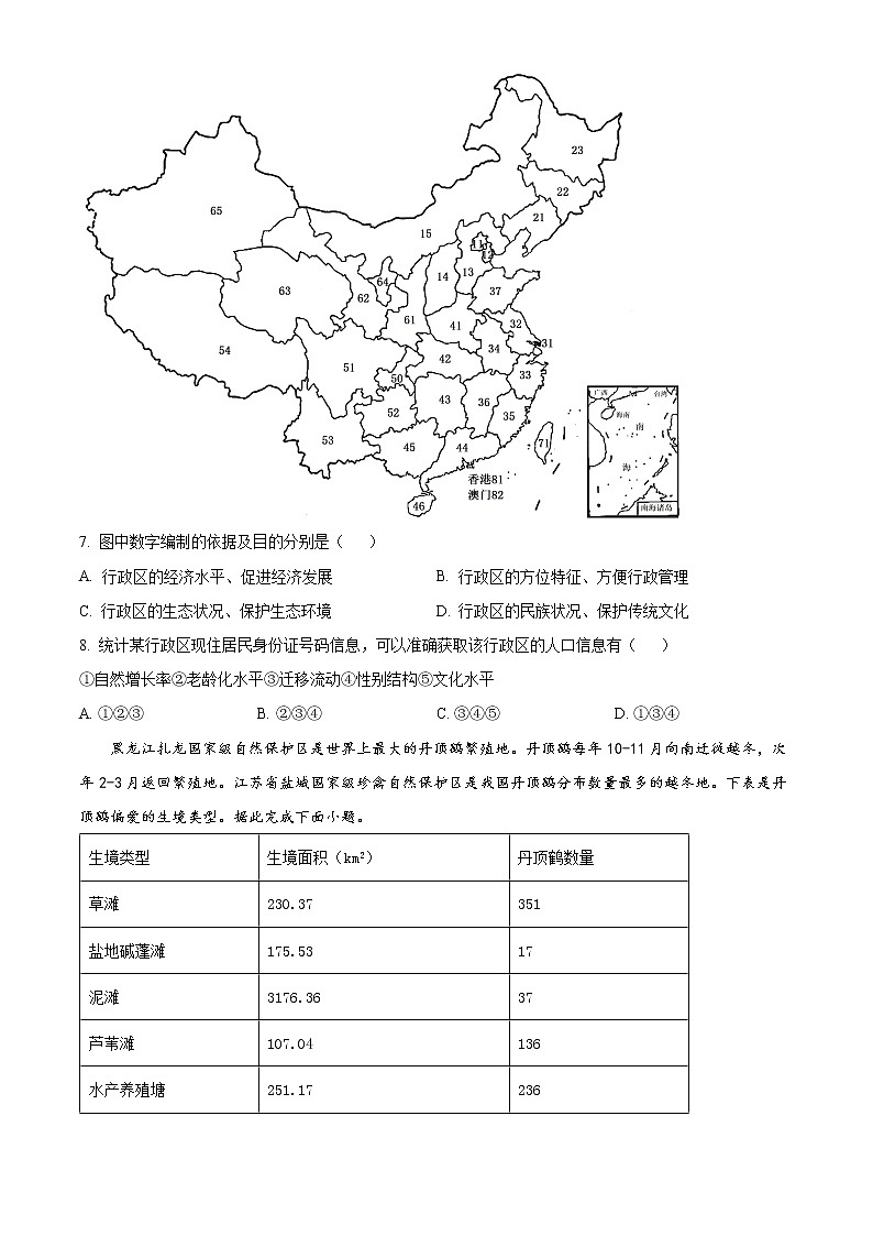 2022扬州中学高二下学期6月月考地理试题含解析03