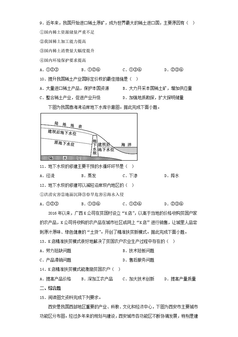 2022-2023学年福建省高考第一次模拟考试地理试卷（含解析）第3页