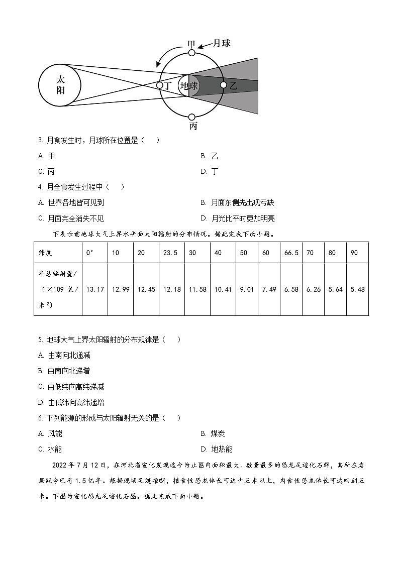 2022-2023学年河北省张家口市高一上学期期末考试地理试卷含答案第2页