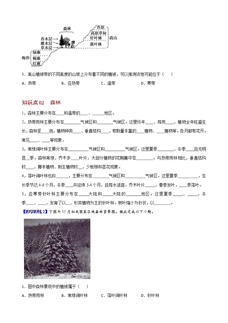 5.1 植被（学生版）-高一地理同步精品讲义（人教版2019必修第一册）02