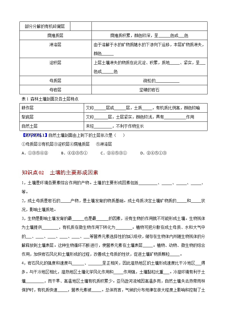 5.2 土壤（学生版）-高一地理同步精品讲义（人教版2019必修第一册）02