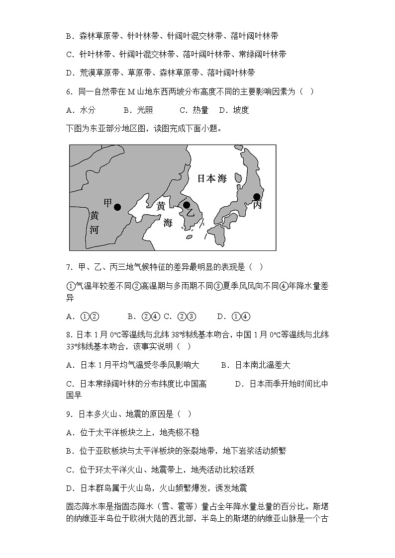 2022-2023学年江西省丰城中学高二上学期期末考试地理试题含答案03