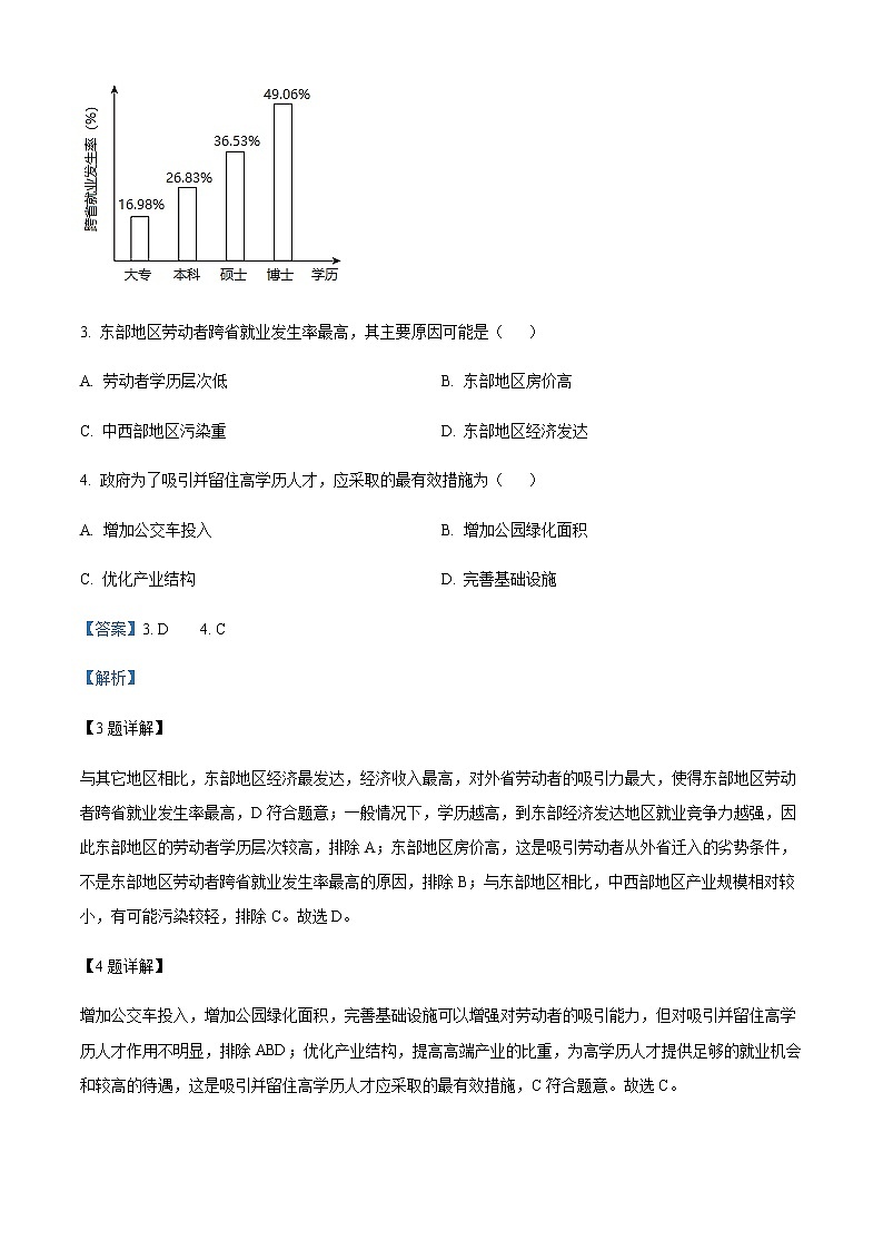 2021-2022学年四川省成都市石室中学高一下学期期末地理试题含解析03