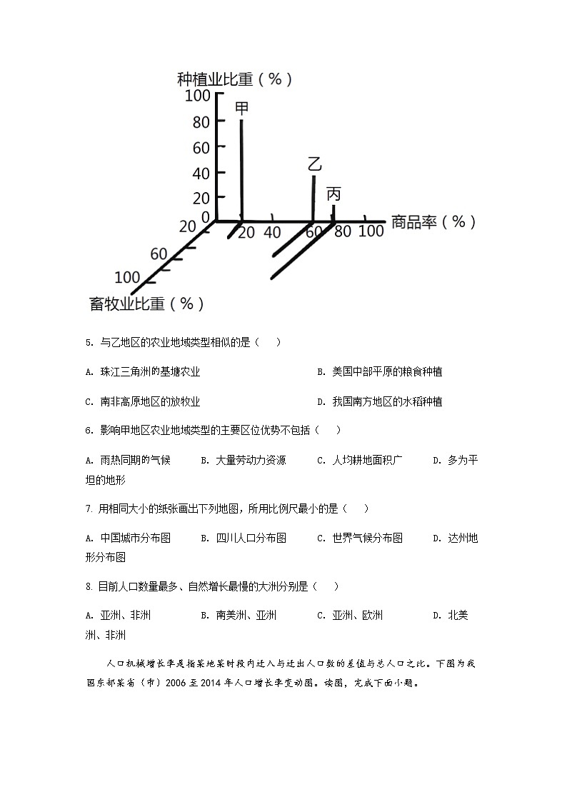2021-2022学年四川省达州市高一下学期期末监测地理试题含解析03