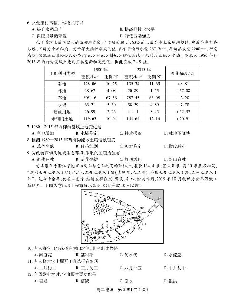 安徽省鼎尖名校联盟2022-2023学年高二下学期4月联考试题地理PDF版无答案第2页