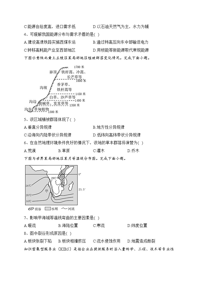 浙江省丽水、湖州、衢州三地市2023届高三下学期4月教学质量检测（二模）地理试卷（含答案）02