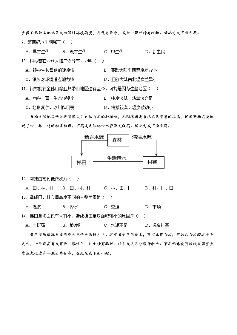 第五章 植被与土壤（A卷•单元考点）-2022-2023学年高一地理上学期同步单元卷（人教版2019必修第一册）03