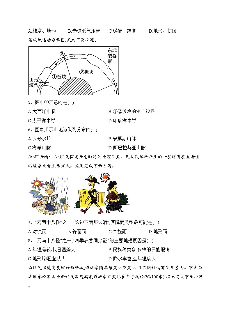 青神中学校2022-2023学年高二下学期3月月考地理试卷（含答案）第2页