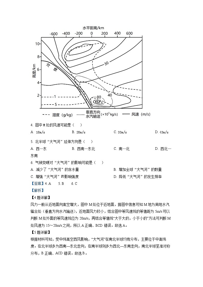 重庆市2023届高考地理二模试题（Word版附解析）03