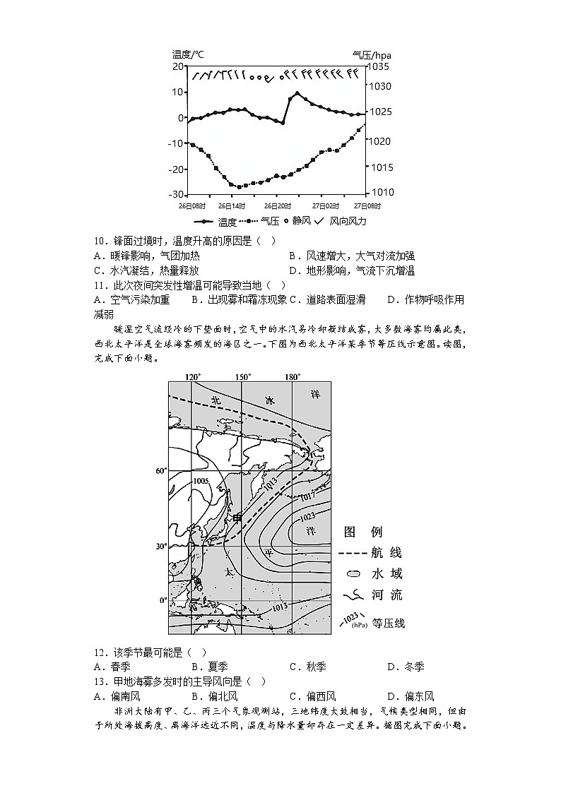 2023届高考地理一轮复习 大气的运动—专题训练第3页