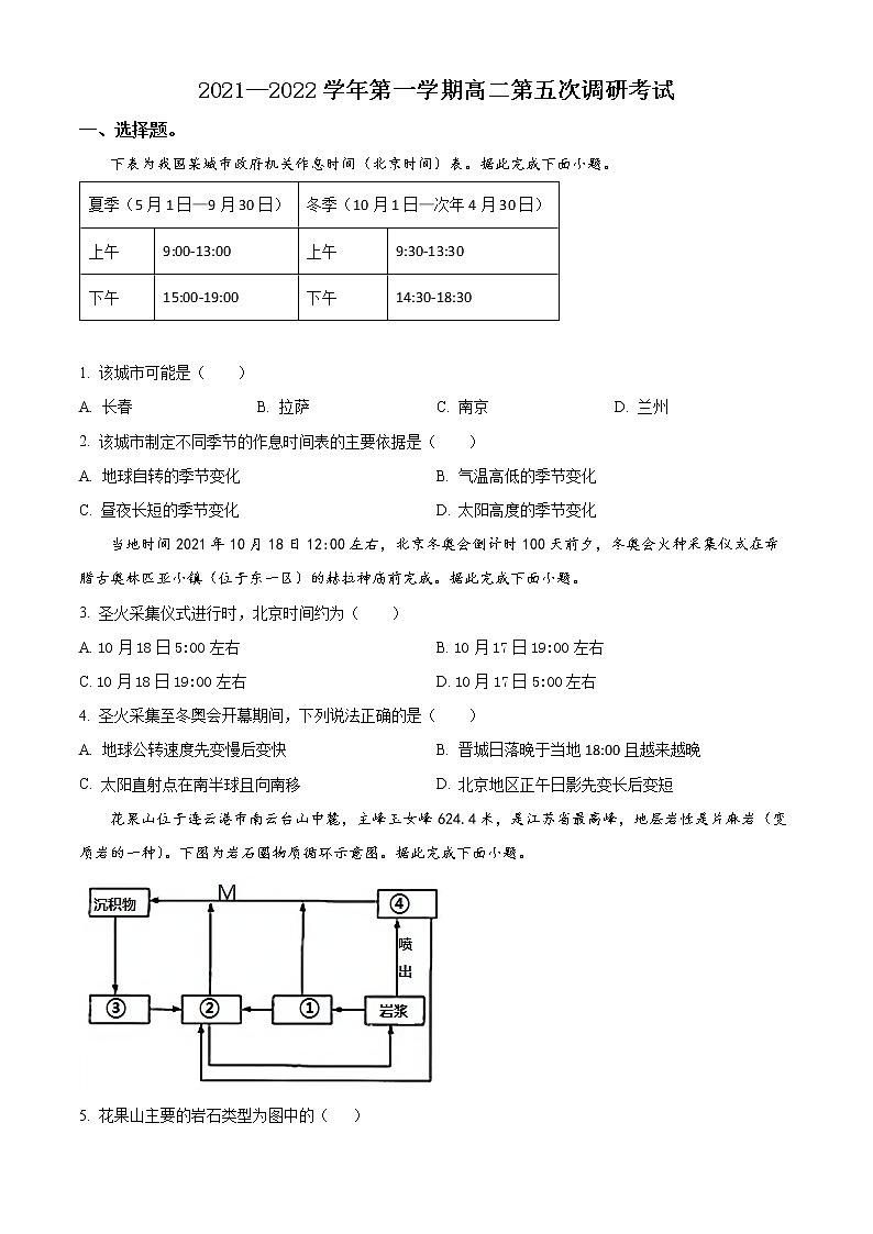 精品解析：山西省晋城市第一中学2021-2022学年高二上学期第五次调研地理试题含解析第1页