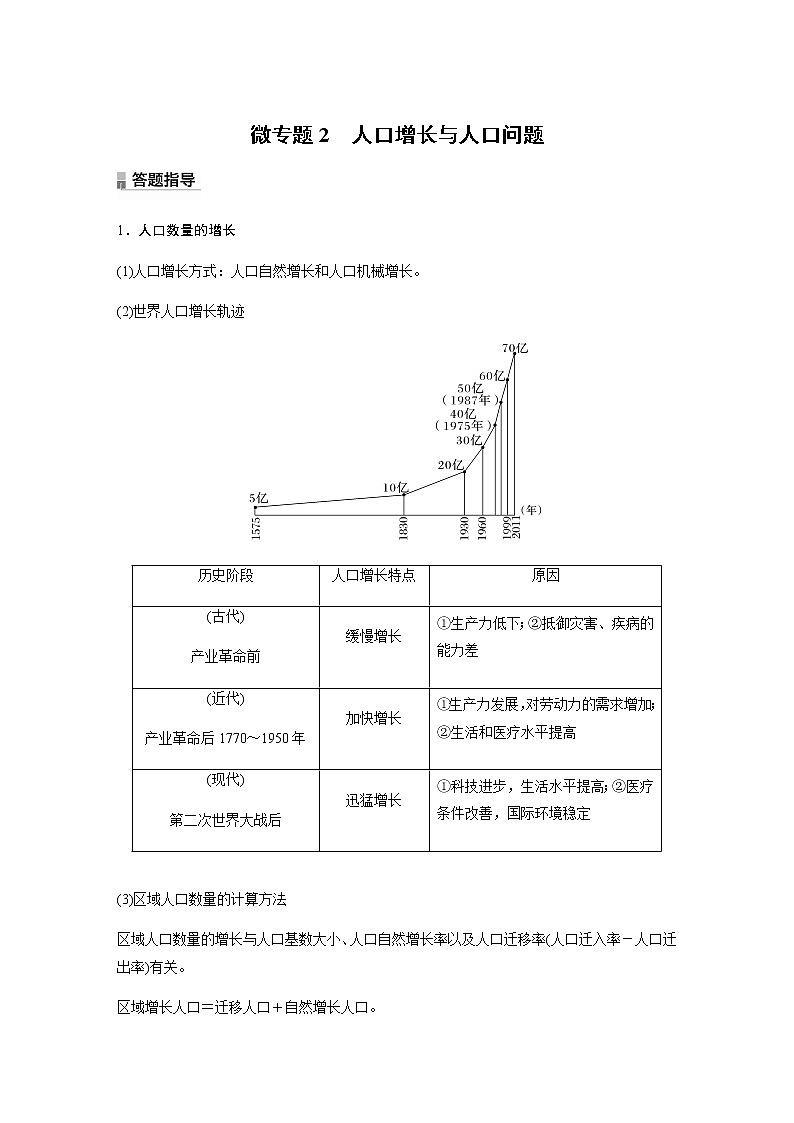 第一单元　第三节　微专题2　人口增长与人口问题  课时练（含答案）01