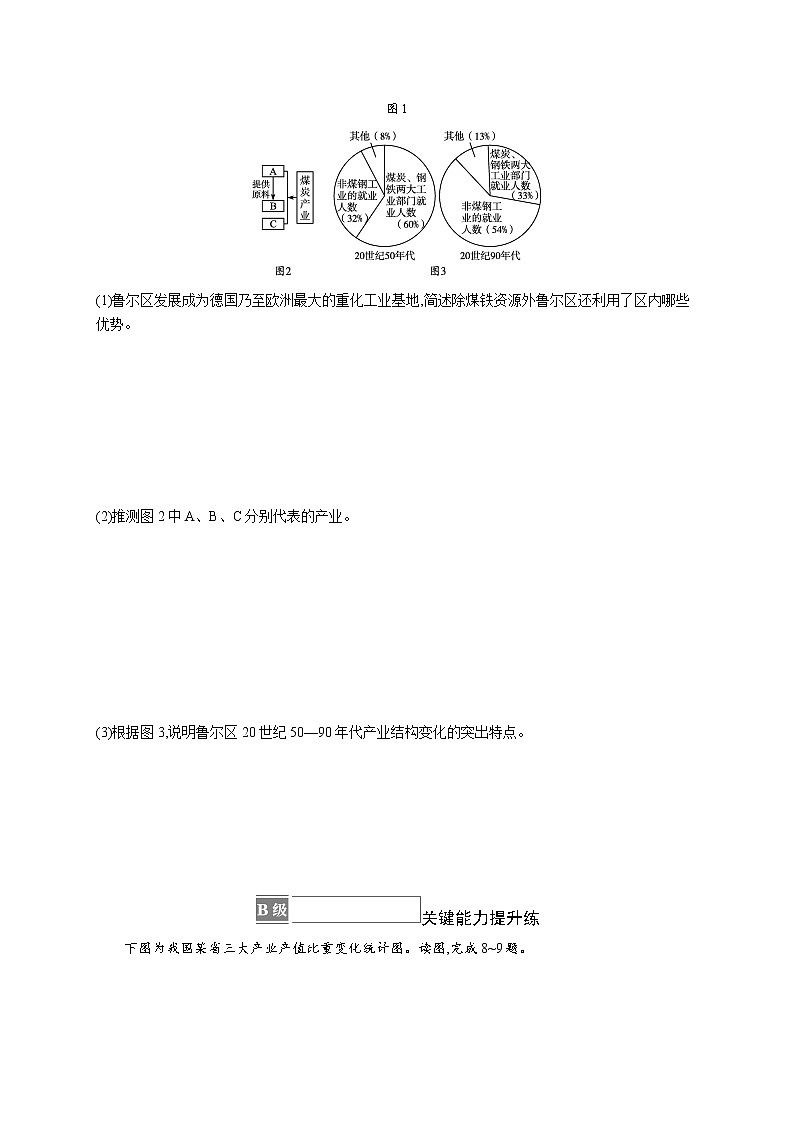 第二章　区域发展 第二节　德国鲁尔区的产业结构变化 试卷03
