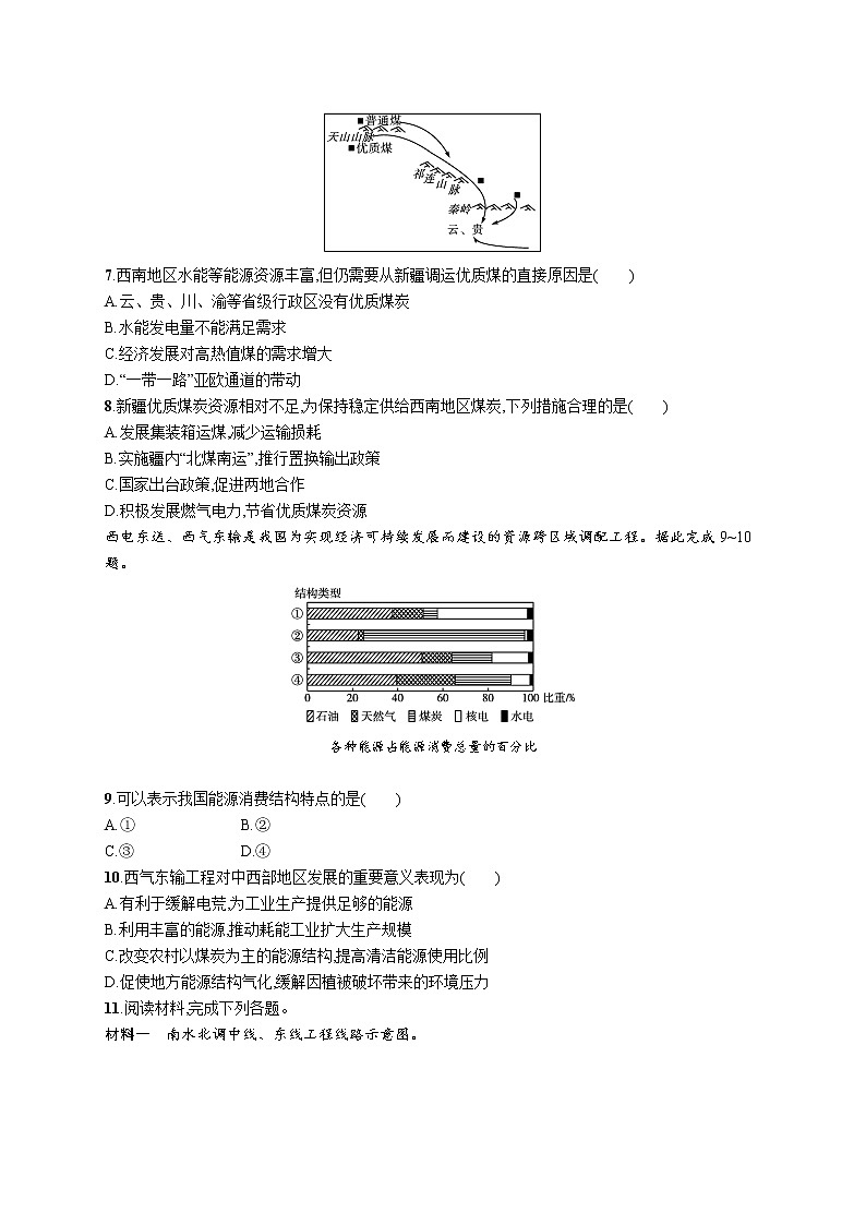 第三章　区域协调 第二节　南水北调对区域发展的影响 试卷03