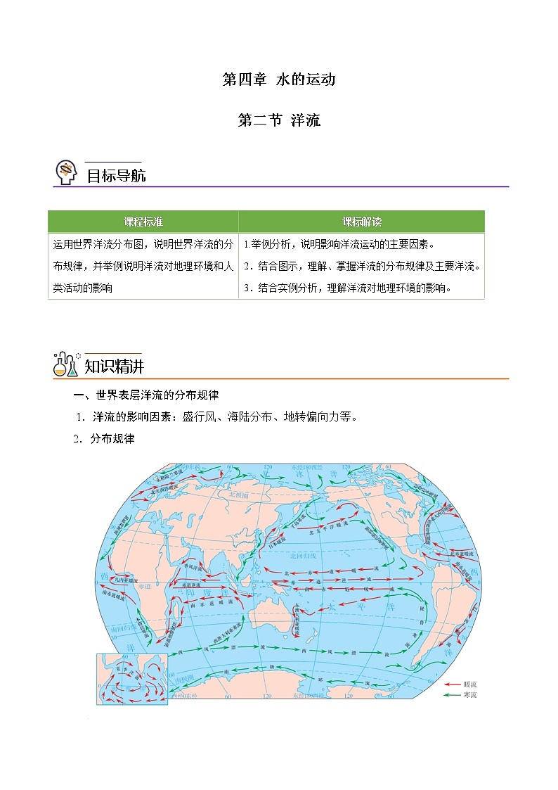 4.2 洋流（教师版）-高二地理同步精品讲义（人教版2019选择性必修1）第1页