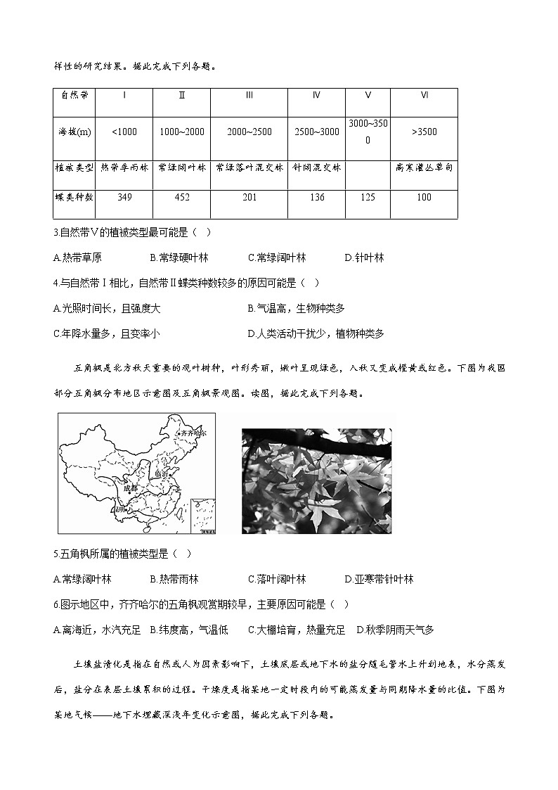 2023届高考地理一轮复习大测试（5）地球上的土壤单元达标（湘教版）含答案第2页