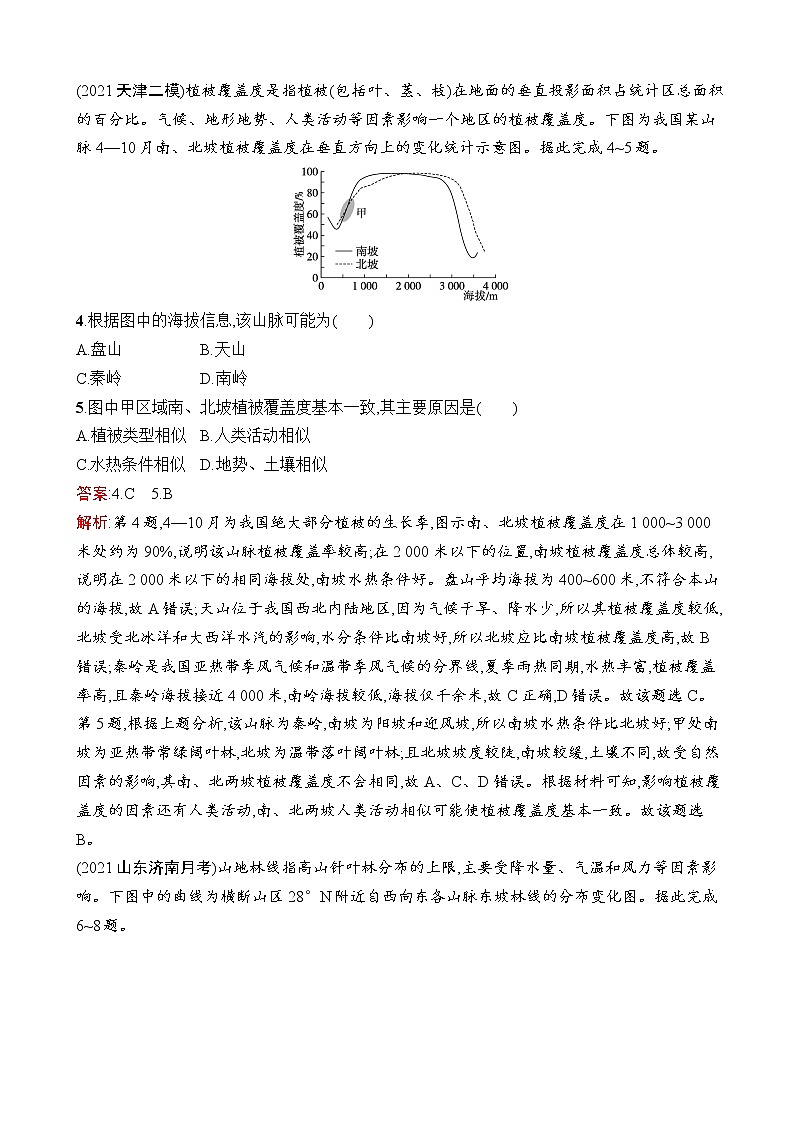2023届高考鲁教版地理一轮复习试题第4单元自然环境的特征单元质检卷（四）自然环境的特征含答案第2页