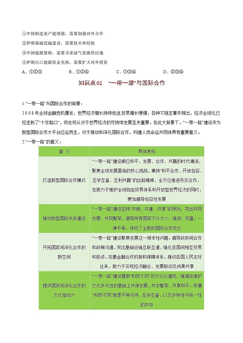4.4 国际合作-高二地理同步精品讲义（人教版2019选择性必修2）（学生版）03