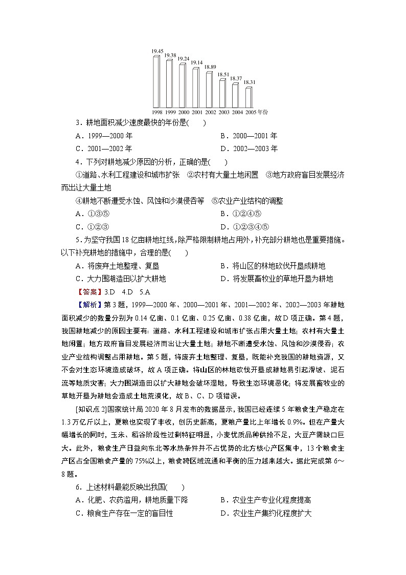 第2章 第3节中国的耕地资源与粮食安全 试卷02
