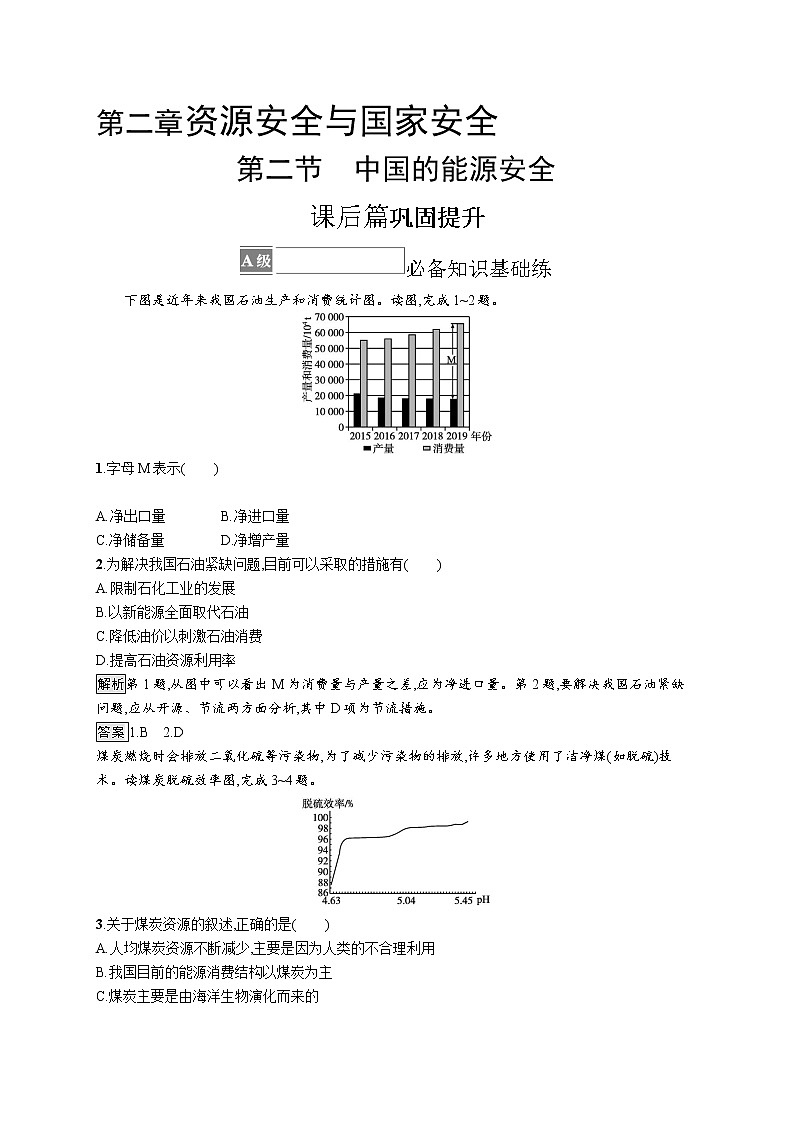第二章　第二节　中国的能源安全 试卷01