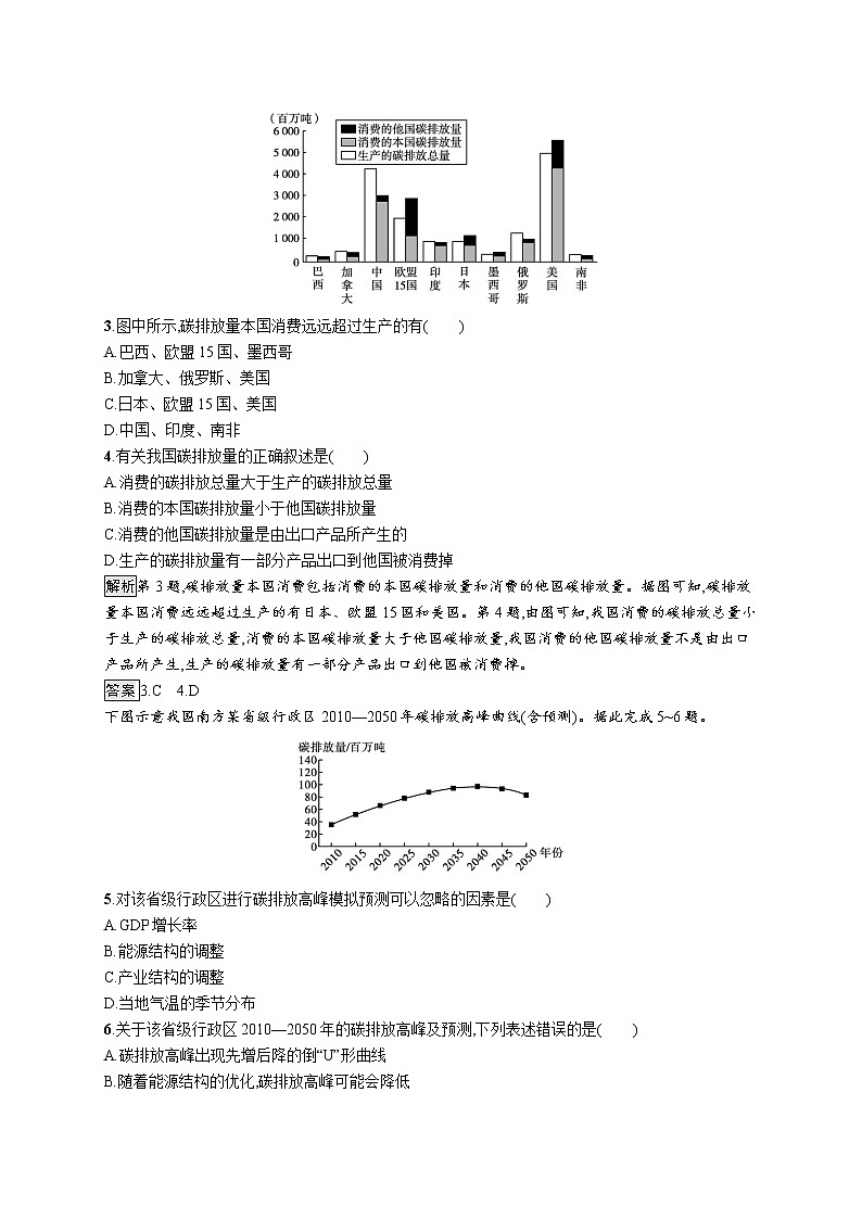 第二单元　第一节　第2课时　碳减排中的国际合作 试卷02