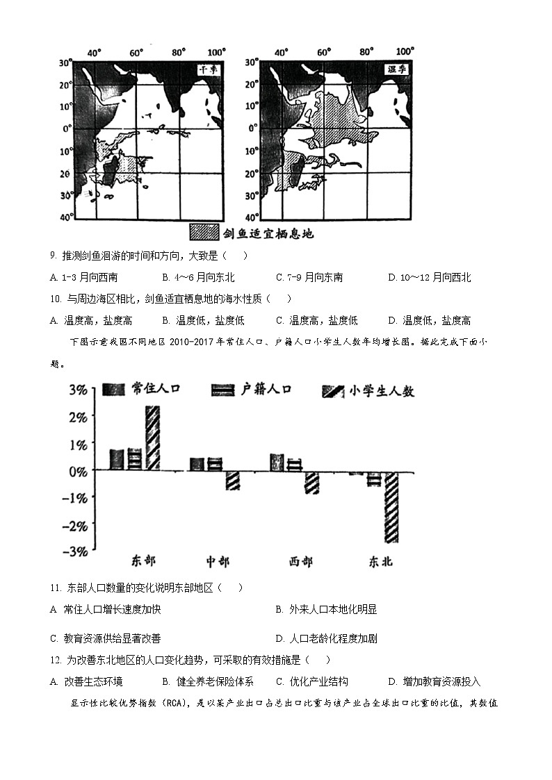 2023届广东省韶关市高考二模地理试题03