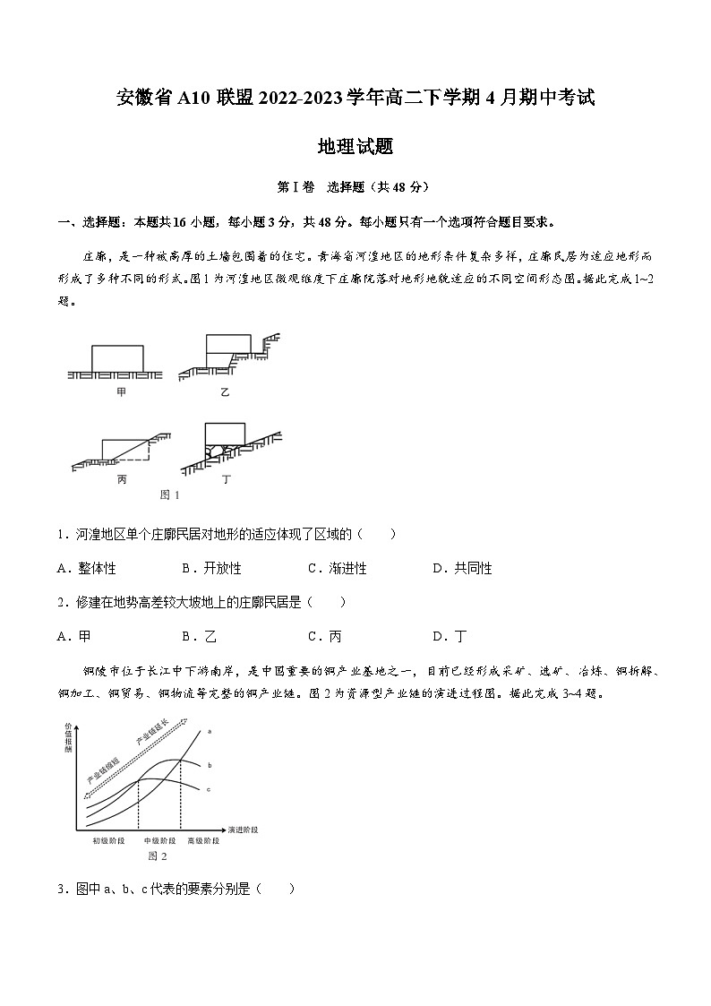 2022-2023学年安徽省合肥一中A10联盟高二下学期4月期中考试地理试题含答案01