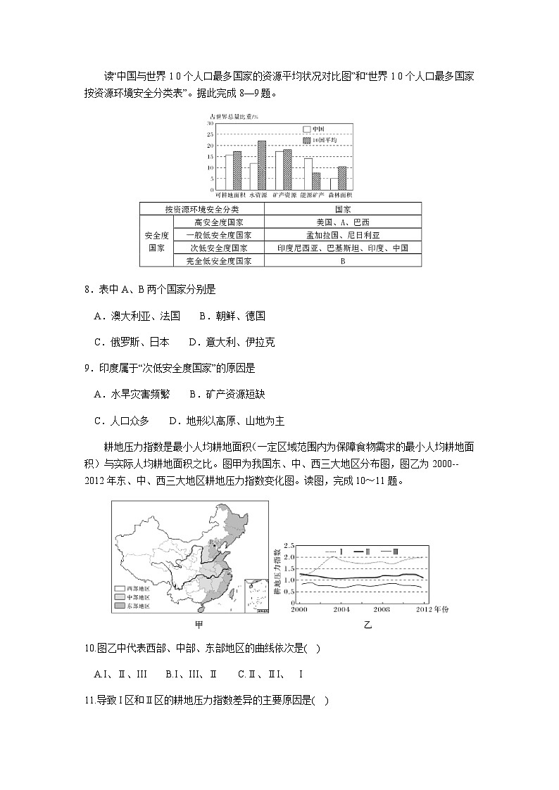 2022-2023学年江苏省徐州市高二下学期期中考试地理含答案03