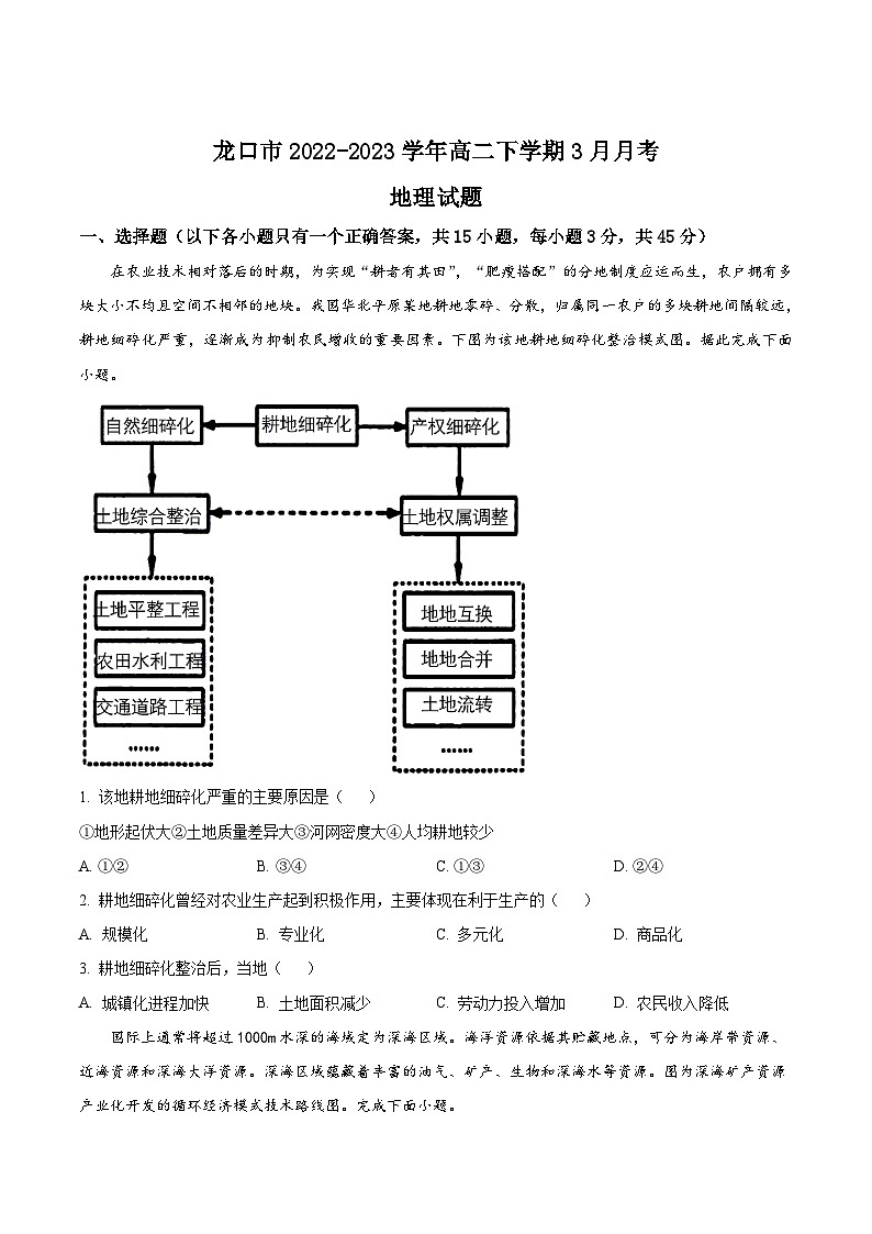 2022-2023学年山东省龙口市高二下学期3月月考地理试题含解析第1页