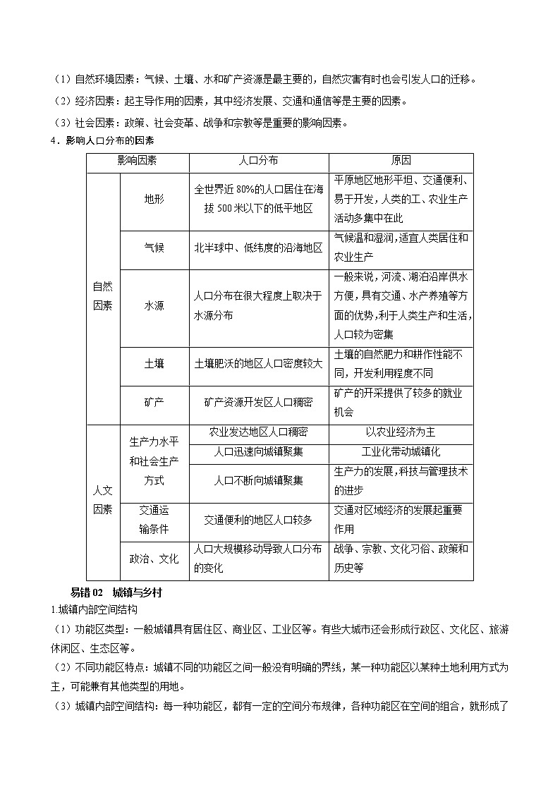 回归教材重难点10  人口、城镇与城市辐射-【查漏补缺】2023年高考地理三轮冲刺过关（全国通用） 试卷03