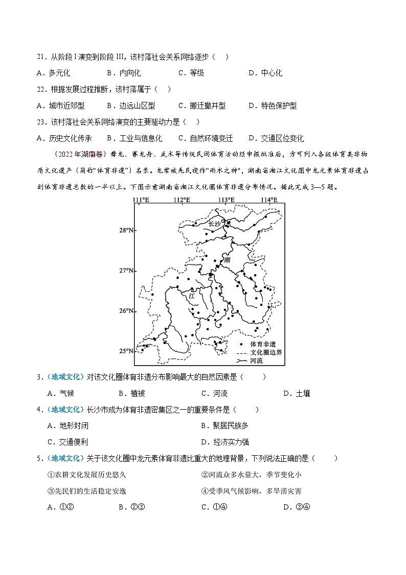 专题09  城市与乡村——【新高考专用】2020-2022三年高考地理真题分类汇编（原卷版+解析版）02