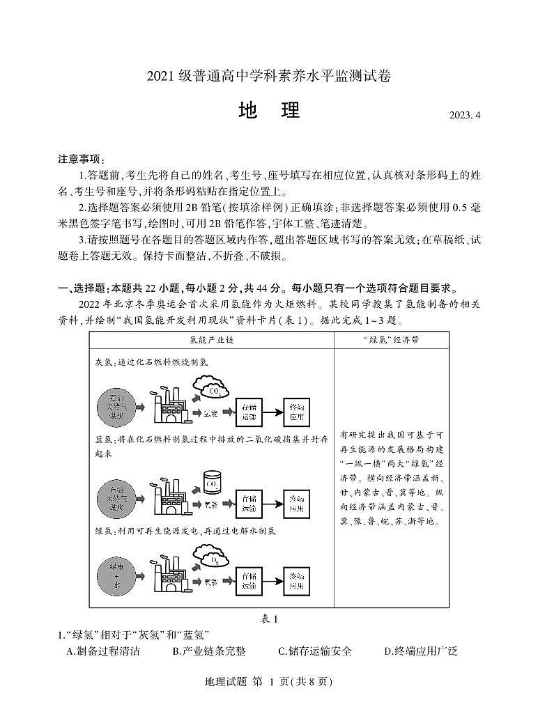 山东省临沂市兰山区2022-2023学年高二下学期期中考试地理试题01
