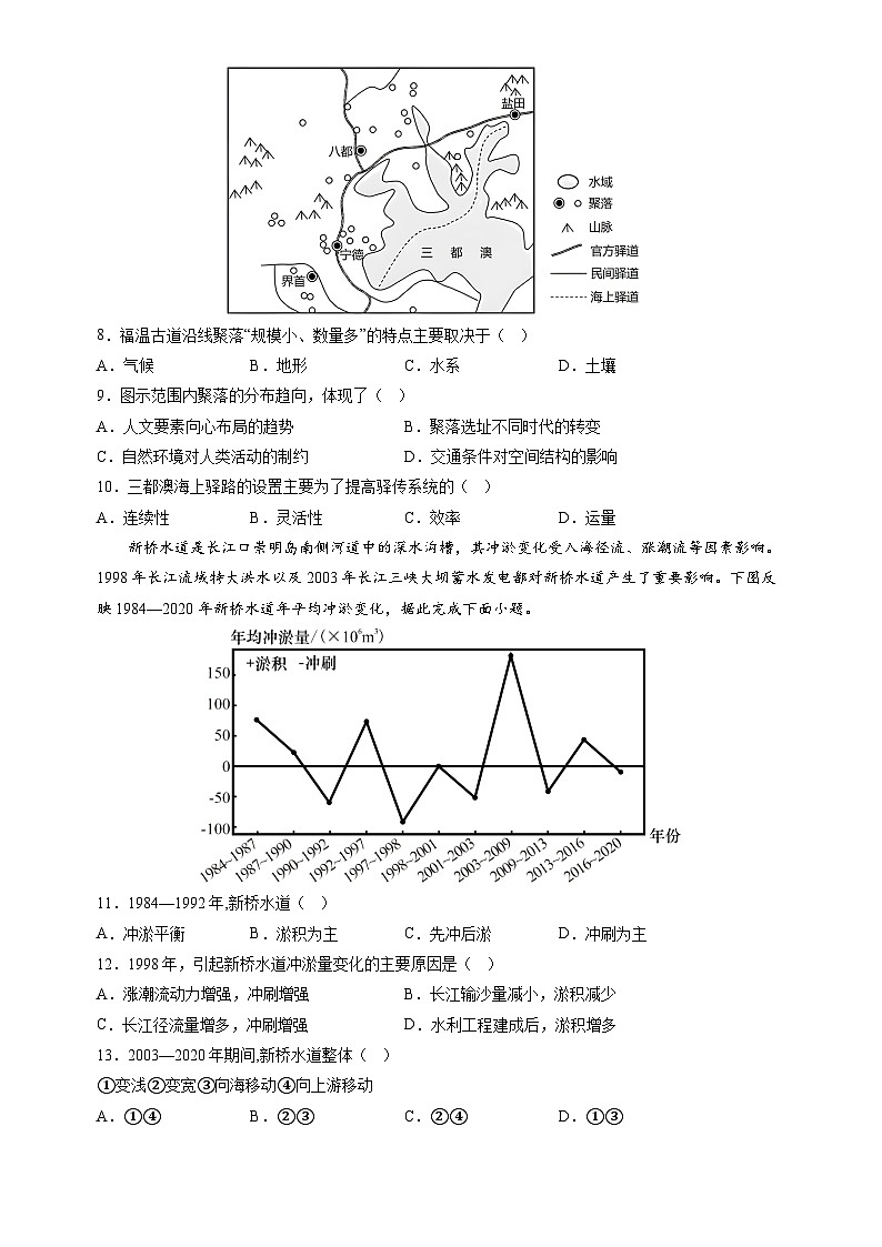 2023年高考考前押题密卷：地理（重庆卷）（A4考试版）03
