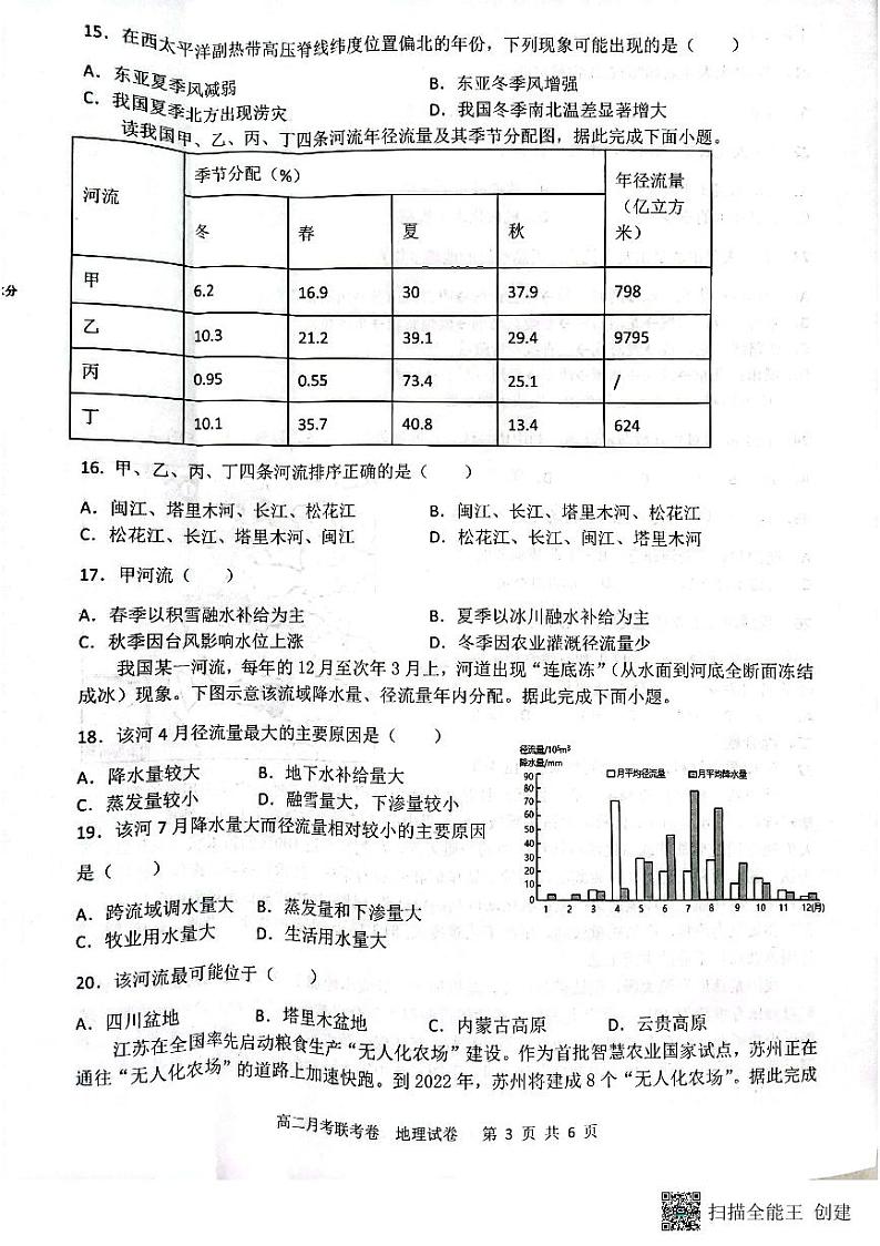 2021-2022学年河南省开封市五县部分校高二下学期3月月考地理试题PDF版含答案03