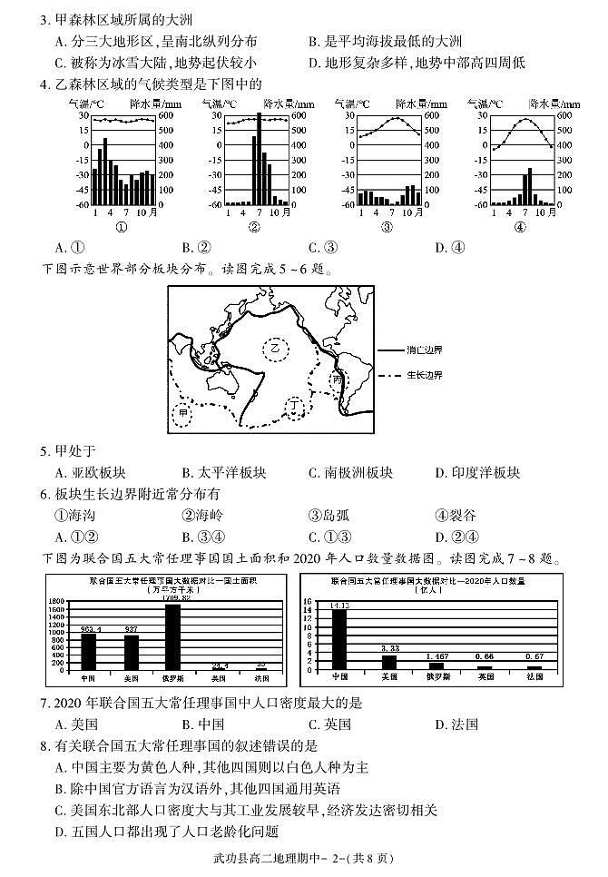 陕西省咸阳市武功县2022-2023学年高二下学期期中质量调研地理试题第2页