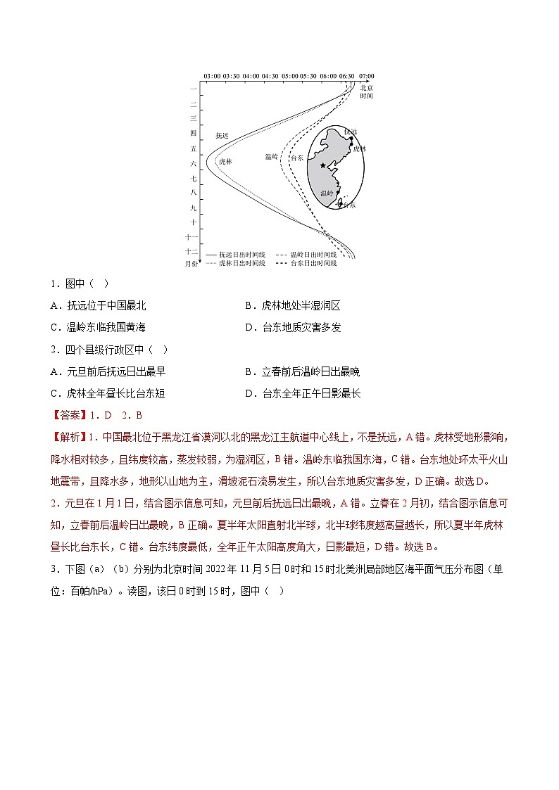 必刷卷01——【高考三轮冲刺】2023年高考地理考前20天冲刺必刷卷（北京专用）（原卷版+解析版）02