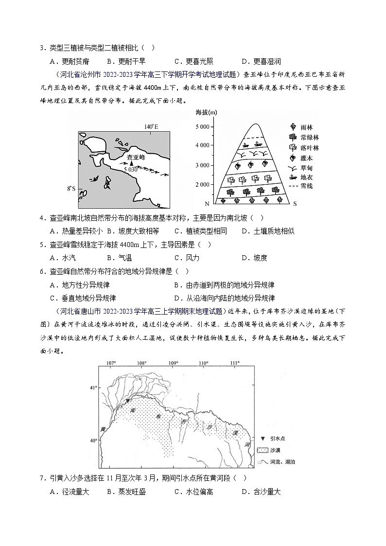 真题重组卷02——2023年高考地理真题汇编重组卷（河北专用）（原卷版）第2页