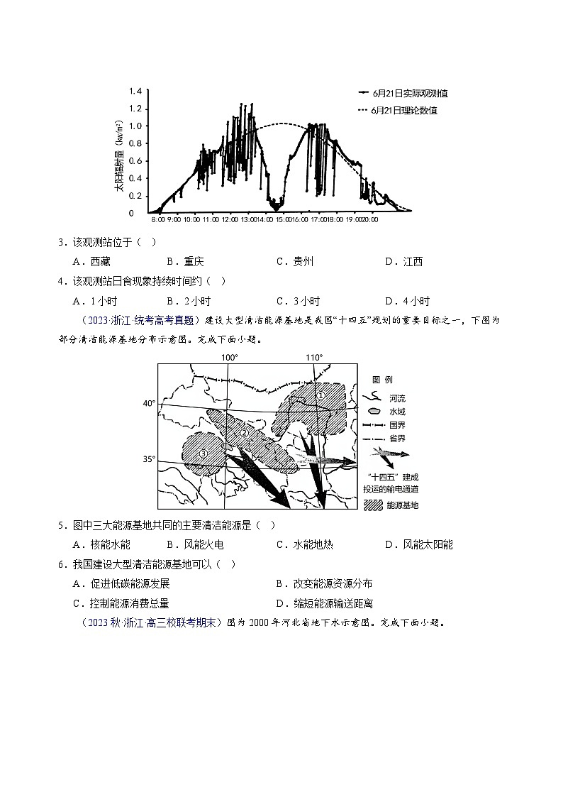 真题重组卷02——2023年高考地理真题汇编重组卷（浙江专用）02