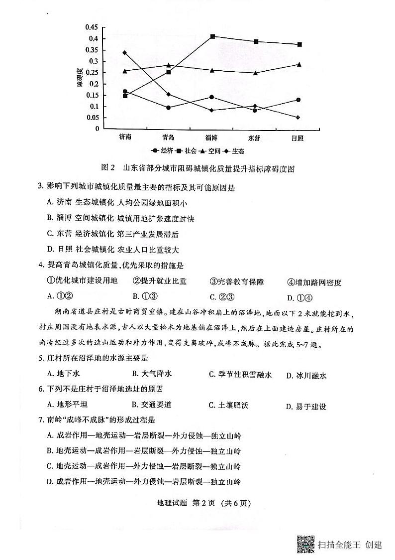 福建省三明市2023届高三三模地理试题  PDF版无答案第2页