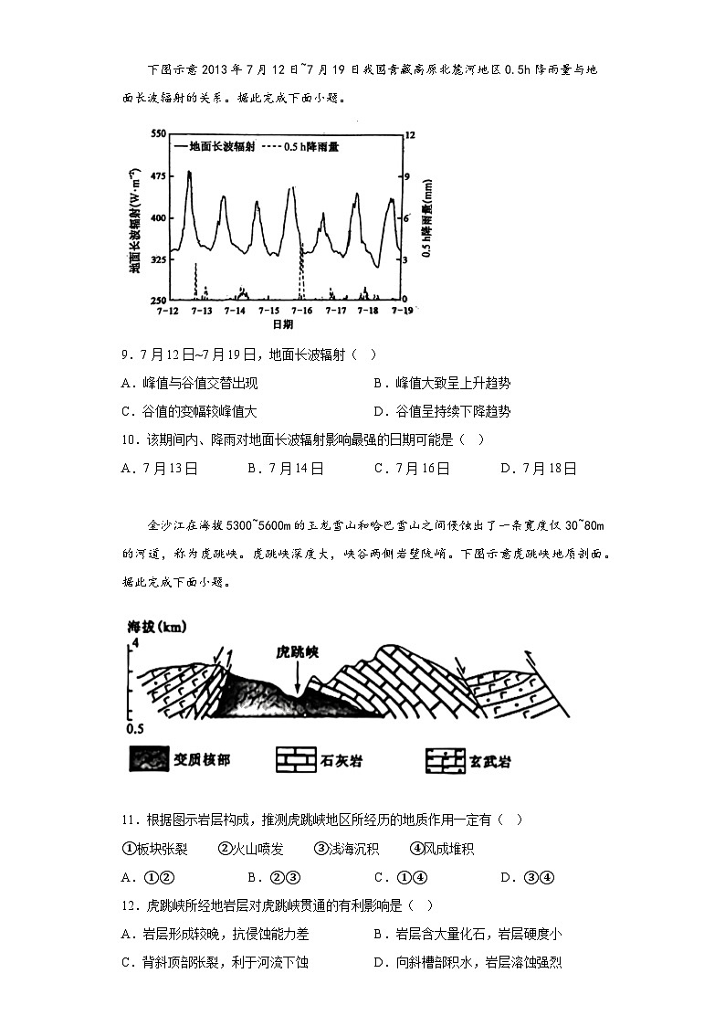 2023年重庆市普通高中学业水平选择性考试冲刺压轴联考卷（三）地理试题（无答案）03