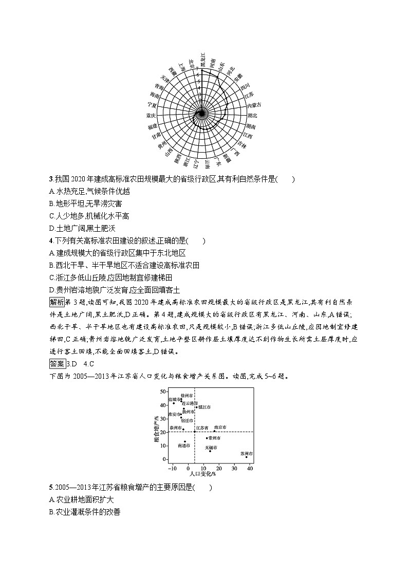 第二章 第一节　耕地资源与国家粮食安全 试卷02