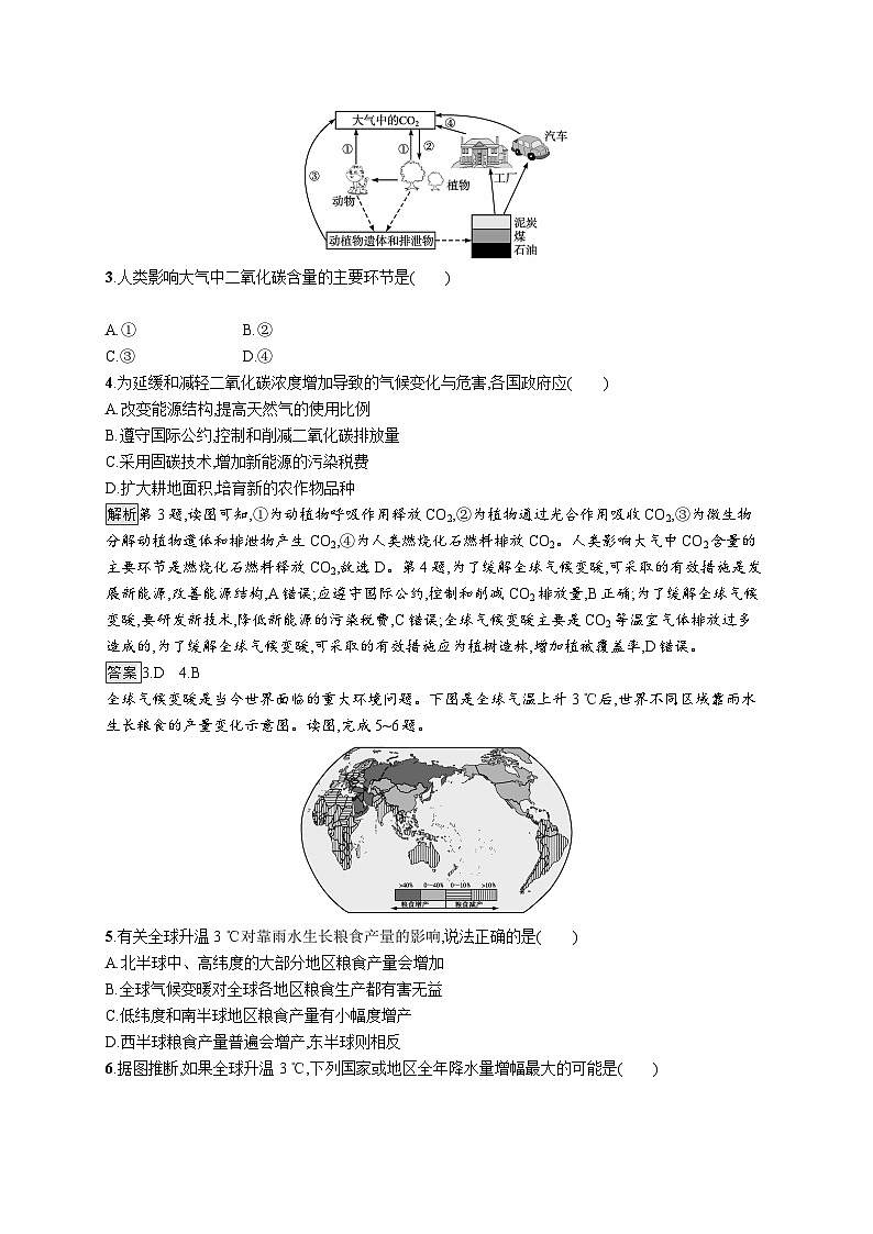 第三章 第一节　碳排放与国际减排合作 试卷02