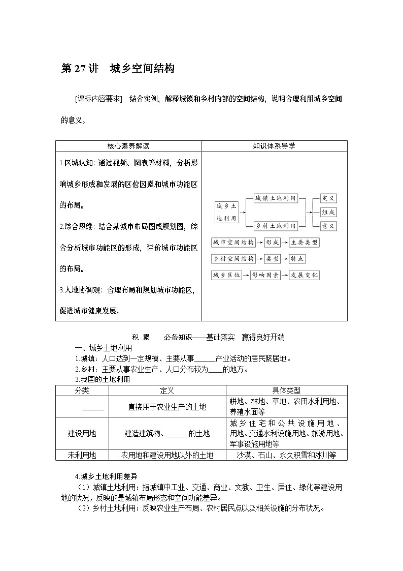第27讲　城乡空间结构 试卷01